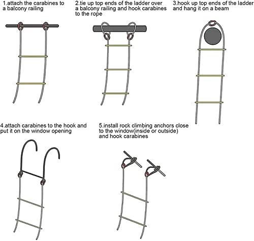 Folding Ladder Ladders,Rope Ladder Emergency Fire Escape Ladder Nylon Escape Ladders Ladder with Hooks Wear-Resistant Non-Slip Flame Resistant for Kids/Children and Adults (Color : 30m) - Image 8