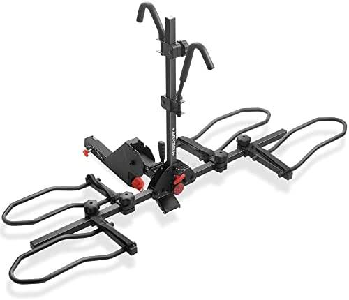 ARKSEN Smart Tilting 2" Hitch Mounted Rack Platform Style Carrier for Standard, Fat Tire, and Electric Bicycles -150/300 lbs Weight Capacity (Foldable 2-Bike Rack W/Quick Release System) - Image 2