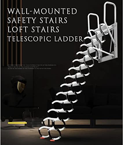 Telescoping Extension Ladder, Wide Pedal Wall-Mounted Lifting Ladder Fire Escape Ladder Roof Ladder Step Ladder Exclusive Attic Ladder W/Ladder Hook High Load-Bearing - Image 5