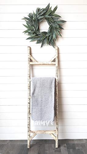 Farmhouse Blanket Ladder 5 Foot Blanket Ladder Rustic White - Image 3