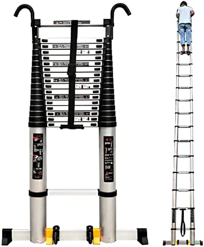 MIWOOYY Aluminum Telescoping Ladder 23ft / 24ft / 26ft, Heavy Duty Folding Telescopic Extension Ladders with Hooks & Stabilizer Bar, for Rooftop RV Attic Home Outdoor, 330 LBS Load (Size: 26ft / 8m) - Image 2