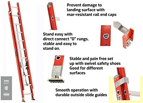 Louisville Ladder FE3220 Fiberlass Step Ladder 300-Pound Duty Rating, 20 FEET, Orange - Image 3