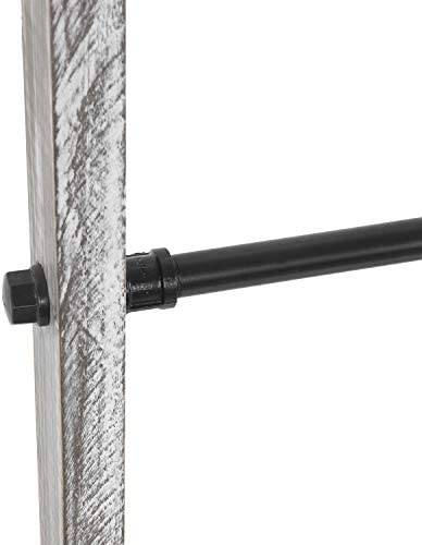 MyGift 5 Foot Graywash Wood Blanket Ladder Wall Leaning Towel Rack with 4 Metal Rung, Farmhouse Home Storage Decor for Living Room, Bathroom, Bedroom - Image 8