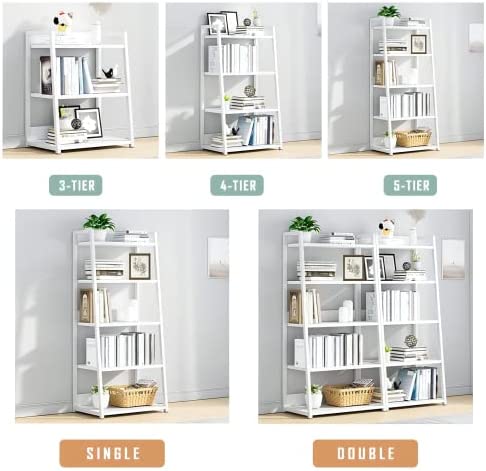 IOTXY 5 Tier Open Bookshelf - Steel and Wood Display Stand, 50CM Width Floor-Standing Bookcase, White - Image 6