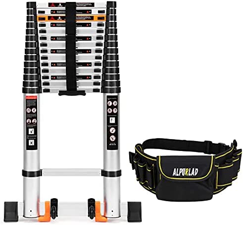 ALPURLAD Telescoping Ladder 18.5 FT Lightweight Aluminum Extension Ladder with Stable Support Easy Retraction Anti-Slip Collapsible Ladder for Home Roof Multi-Purpose Ladder 330lbs Capacity - Image 2