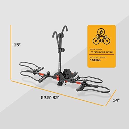 ARKSEN Smart Tilting 2" Hitch Mounted Rack Platform Style Carrier for Standard, Fat Tire, and Electric Bicycles -150/300 lbs Weight Capacity (Foldable 2-Bike Rack W/Quick Release System) - Image 8