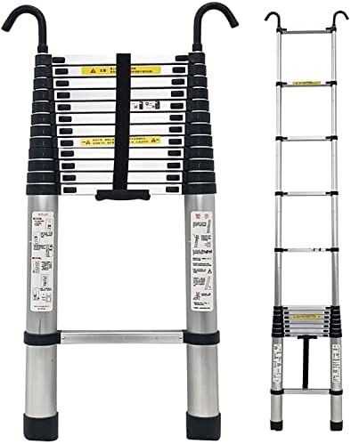 BALAMI Heavy Duty Telescopic Ladder 2.6m/ 3.8m/ 5m/ 6.2m Tall Aluminum Folding Telescoping Ladder with Hooks for Home Roof Top Tent RV Attic Outdoor Use Interesting Life (4.6m/15ft Convenient (Size : - Image 7