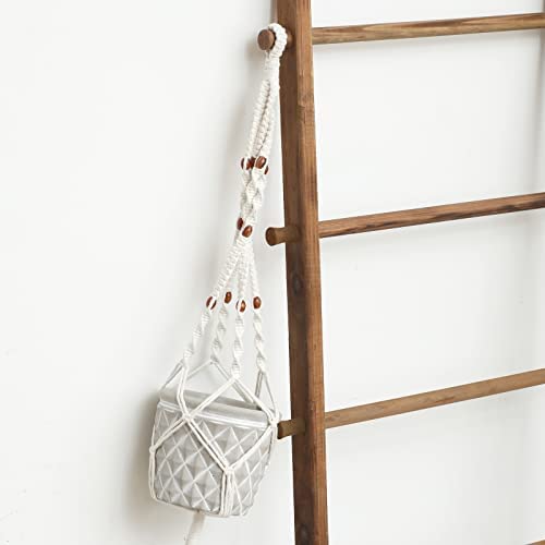 FUIN 6ft Wood Decorative Wall Leaning Blanket Ladders Bathroom Storage Quilt Towel Display Rack Holder Rustic Farmhouse, Light Brown - Image 5