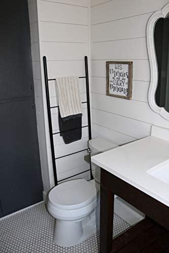 Blanket Ladder - Modern Rustic Decorative Metal Leaning Ladder Rack - 5 ft Tall Towel Drying and Display Rack, Quilt and Blanket Display Ladder - Image 5