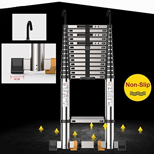 MAGJI Telescoping Ladder 4m/6m/7m Telescopic Ladder with Detachable Hooks, Lightweight Portable Telescoping Ladder for Climbing/Decorating/Painting, 330 Lb Capacity (Size : 5.5m/18ft) - Image 6