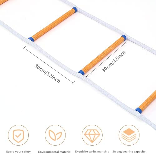 2.5M Safety Balcony Fire Escape Ladder with Hooks Carabins | 1 Story for Adults and Kids |Reusable Multi-use for Treehouse|Weight Capacity up to 2000 lb 8ft - Image 5