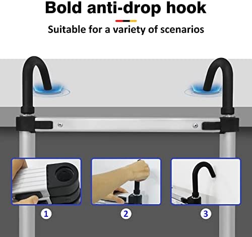 Telescoping Ladder 16FT Aluminum Telescoping Extension Ladder with Roof Hooks, 2.8Inch Detachable Hooks Prefect for Home Or Outdoor Rooftop, Collapsible Ladder Attic Ladder Rv Ladder 330lb Capacity - Image 5