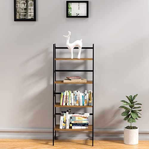 WTZ Book Shelf, Brown Bookshelf, Ladder Bookcase, 4 Tier Tall Book case for Bedroom, Living Room, Office MC-801 - Image 10