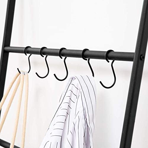 HOOBRO Towel Rack, Blanket Ladder, 5-Tier Ladder Shelf, Decorative Wall Leaning Ladder Rack, 22.8" Wide Holder, 5 Hooks, Blanket Holder, Display Rack for Bathroom, Black BK62CJ01G1 - Image 10