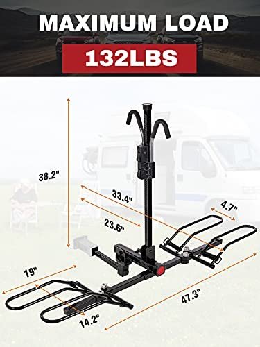 SIMETU&HS Bike Rack Carrier for Car Truck SUV,132 lbs Heavy Weight Capacity - Tray Style Smart Tilting Design (2-Bike Carrier) - Image 9