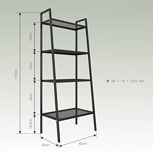 AuFox 4-Tier Metal Ladder Shelf, Multifunctional Bookshelf Ladder-Shaped Plant Flower Stand Organizer Rack Storage Shelves for Living Room, Black - Image 8