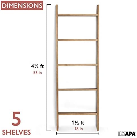 Ilyapa Blanket Ladder for The Living Room - Rustic Decorative Quilt Ladder, Barnwood - Image 3