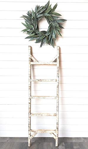 Farmhouse Blanket Ladder 5 Foot Blanket Ladder Rustic White - Image 2