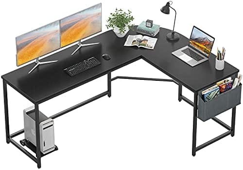 Homfio L Shaped Desk 58’’ Computer Corner Desk Gaming Desk PC Table Writing Desk Large L Study Desk Home Office Workstation Modern Simple Multi-Usage Desk with Storage Bag Space-Saving Wooden Table - Image 2