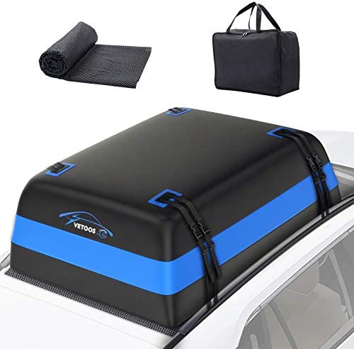 Vetoos 21 Cubic Feet Car Rooftop Cargo Carrier Bag, Soft Roof Top Luggage Bag for All Vechicles SUV with/Without Racks - Waterproof Zip, Anti-Tear 900D PVC, with Storage Bag & Anti-Slip Mat - Image 2