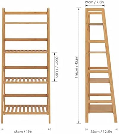 n/a Ladder Bookshelf, 4-Tier Bamboo Ladder Shelf Bookcase Freestanding Bathroom Shelves Plant Stand, Storage Rack (Color : White, Size : 80 * 29.5 * 93cm) - Image 4