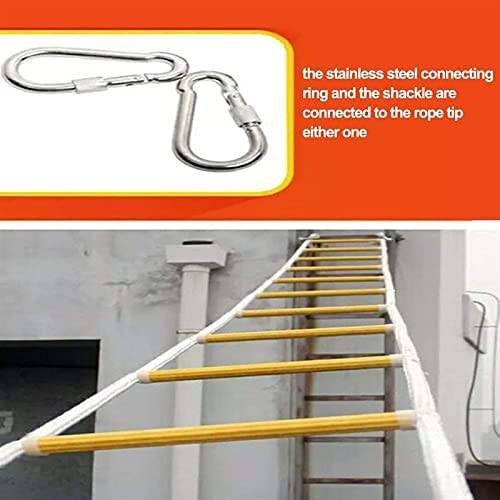 DMUNIZ Ladders,Emergency Fire Escape Rope Ladder for 3-4 Story Homes Safety Ladders with Safety Harness for Kids/Children and Adults Escape from Window/30M - Image 4