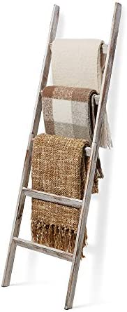 Short Birds Rustic 5ft Blanket Ladder - Farmhouse Home Decor - Quilt/Towels/Throw Wood - Decorative Shelf - Easy Assembly - Leaning - Padded - White Wash - Image 2