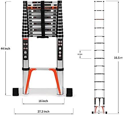 ALPURLAD Telescoping Ladder 16.5 FT Lightweight Aluminum Extension Ladder with Stable Support Easy Retraction Anti-Slip Collapsible Ladder for Home Roof Multi-Purpose Ladder 330lbs Capacity - Image 5