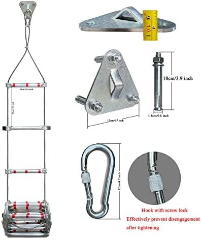 TOOJUN Fire Escape Ladder Adult Household Fire-Resistant High-Altitude Rescue Engineering Climbing Ladder Aluminum Alloy with Safety Harness,8m/26.2ft - Image 5
