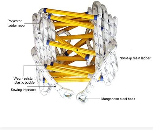 Rope Ladders 15 Meter Rescue Rope Ladder 50 Ft Escape Ladder Emergency Work Safety Response Fire Rescue Rock Climbing Easy to Deploy Portable Fire Ladder/Yellow/15M - Image 4