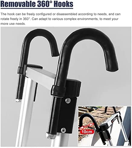 MIWOOYY Aluminum Telescoping Ladder 23ft / 24ft / 26ft, Heavy Duty Folding Telescopic Extension Ladders with Hooks & Stabilizer Bar, for Rooftop RV Attic Home Outdoor, 330 LBS Load (Size: 26ft / 8m) - Image 6