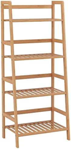 n/a Ladder Bookshelf, 4-Tier Bamboo Ladder Shelf Bookcase Freestanding Bathroom Shelves Plant Stand, Storage Rack (Color : White, Size : 80 * 29.5 * 93cm) - Image 2