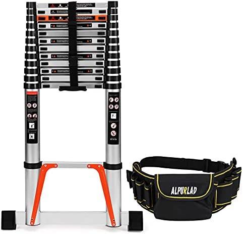 ALPURLAD Telescoping Ladder 16.5 FT Lightweight Aluminum Extension Ladder with Stable Support Easy Retraction Anti-Slip Collapsible Ladder for Home Roof Multi-Purpose Ladder 330lbs Capacity - Image 2