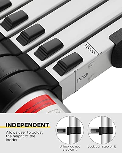 12.5FT Telescoping Ladder, Telescopic Extension Ladder, Aluminum Alloy Folding Ladder Portable Multi-Purpose for Indoor Outdoor Work, Heavy Duty 330 lbs Load - Image 5