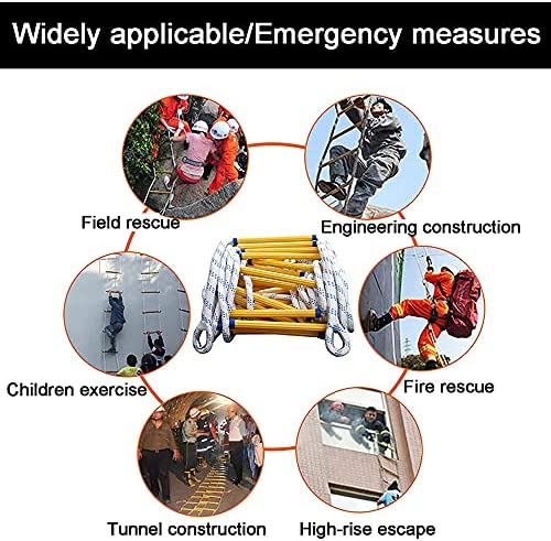 LXDZXY Ladders,Emergency Safety Ladder Fire Escape Rope Ladder, Emergency Fire Escape Ladders with Hook Carabiner for Emergency Fire Escape/Rope Diameter: 20Mm/50M/164Ft - Image 6