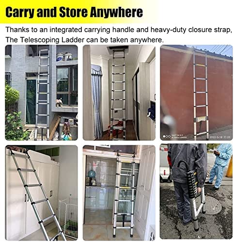 BALAMI Heavy Duty Telescopic Ladder 2.6m/ 3.8m/ 5m/ 6.2m Tall Aluminum Folding Telescoping Ladder with Hooks for Home Roof Top Tent RV Attic Outdoor Use Interesting Life (4.6m/15ft Convenient (Size : - Image 10