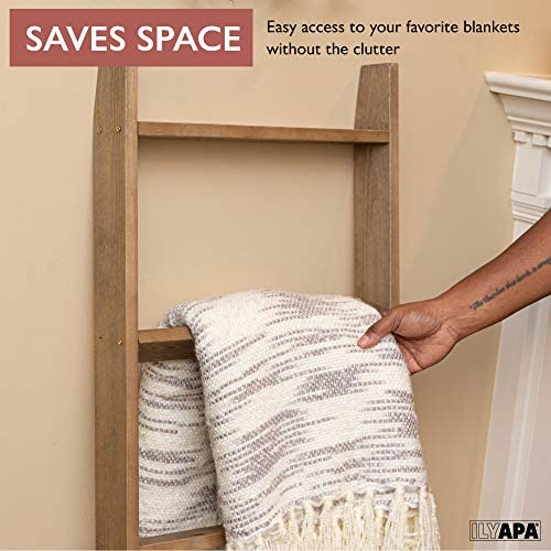 Ilyapa Blanket Ladder for The Living Room - Rustic Decorative Quilt Ladder, Barnwood - Image 7