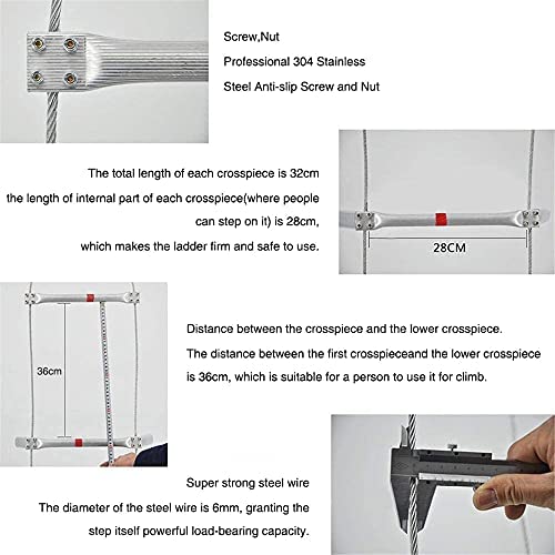 TGHY Emergency Fire Escape Ladder with Hooks Aluminum Alloy Safety Rope Ladder 7 Story High-Altitude Work Safety Ladder Fast to Deploy Easy to Use Weight Capacity up to 1102 Pounds - Image 5