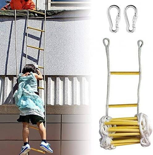 DMUNIZ Ladders,Emergency Fire Escape Rope Ladder for 3-4 Story Homes Safety Ladders with Safety Harness for Kids/Children and Adults Escape from Window/30M - Image 9
