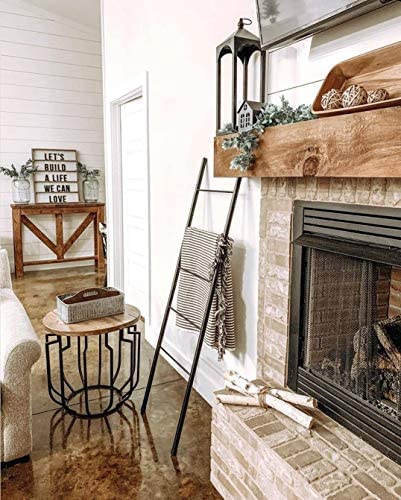 Blanket Ladder - Modern Rustic Decorative Metal Leaning Ladder Rack - 5 ft Tall Towel Drying and Display Rack, Quilt and Blanket Display Ladder - Image 3