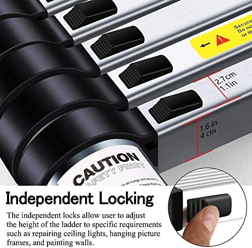 Telescoping Ladder 15FT, ARCHOM Aluminum Telescopic Ladder, Portable Lightweight Ladder for Easy to Use and Carry, Compact Collapsible Ladder for Roof Attic Outdoor with EN131 Standard, 330lbs Load - Image 6