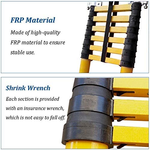 COTCLO Ladder Telescoping Extendable Ladder Frp Insulated Ladder with Fixed Hook Portable Heavy-Duty Telescopic Ladder 2M-4M for Climb Home Builders Attic Loft (Size : 4m/13.1ft) - Image 6
