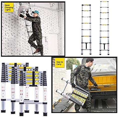 Telescoping Ladder 15FT, ARCHOM Aluminum Telescopic Ladder, Portable Lightweight Ladder for Easy to Use and Carry, Compact Collapsible Ladder for Roof Attic Outdoor with EN131 Standard, 330lbs Load - Image 8