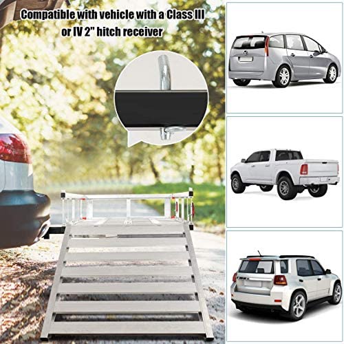 Goplus Aluminum Cargo Carrier, 50" x 29.5" Hitch Mounted Wheelchair Scooter Mobility Carrier Medical Lift Rack Ramp, 500 lbs Weight Capacity - Image 4