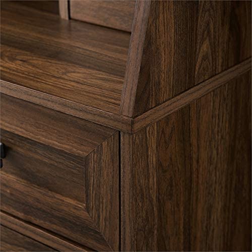 Walker Edison Secretary Hutch Wood Desk with Keyboard Drawer Bookshelf Storage Home Office Storage Cabinet, 64 Inch, Dark Walnut - Image 5