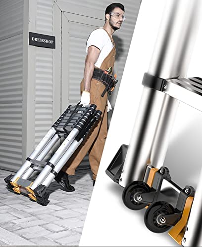 MAGJI Telescoping Ladder 4m/6m/7m Telescopic Ladder with Detachable Hooks, Lightweight Portable Telescoping Ladder for Climbing/Decorating/Painting, 330 Lb Capacity (Size : 5.5m/18ft) - Image 5