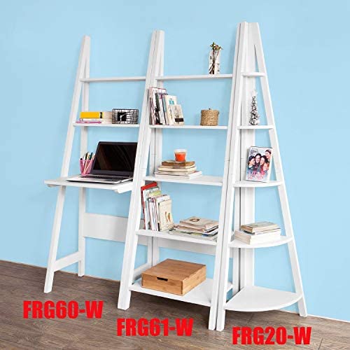 Haotian FRG61-W, White Modern 5 Tiers Ladder Shelf Bookcase, Storage Display Shelving, Wall Shelf - Image 9