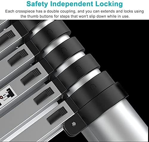 DMUNIZ Ladders Telescoping Ladder Type Professional Telescoping Ladder, Alumilightweight Portable Folding Telesladder with Support Bar Anti-Slip/2.9M/9.5Ft - Image 6