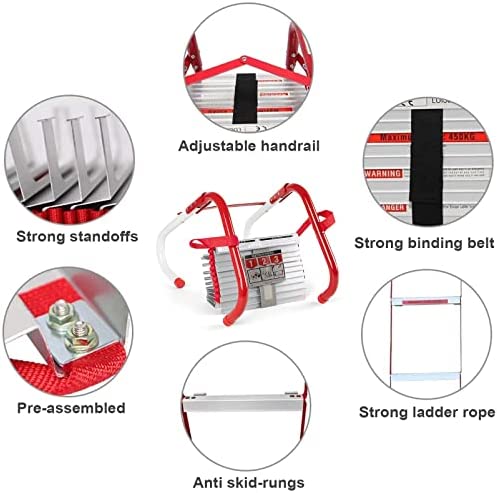 GIZMIT Retractable Fire Escape Ladder 2-6 Story Homes, Portable Emergency Fire Ladder with Wide Aluminum Steps for Adults and Kids Window Exit,10M/32FT - Image 6