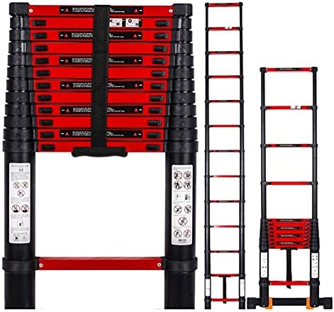 NEOCHY Lightweight Foldable Portable Telescoping Ladder Extension Ladder 3.2M Telescoping Ladder Aluminum Foldable Ladder with Stabilizer Bar Extendable Portable Loft Ladder - Image 2